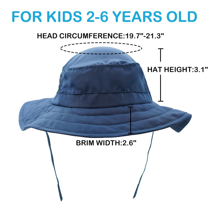 Connectyle Kids UPF 50+ Bucket Sun Hat UV Sun Protection Hats Wide Brim Summer Beach Hat Navy - Image 2